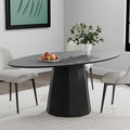 Casaphoria 67" Oval Dining Table, Modern Wood Kitchen Table with Cone Shaped Strip Polygonal Base for Living Room & Dining Room, Easy Assembly Farmhouse Furniture for 4-6, Black