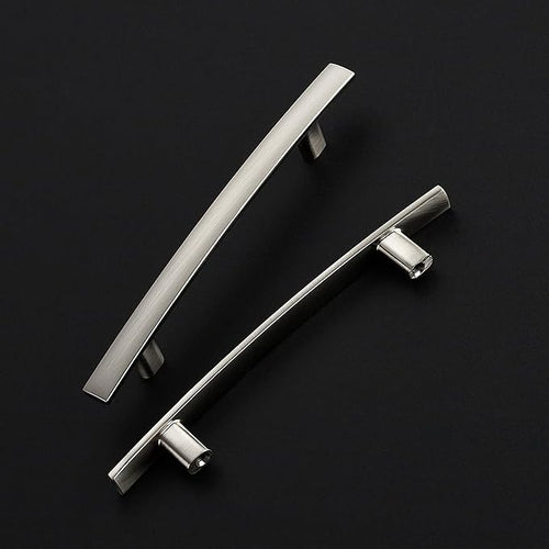 25 Pack Cabinet Handles 4" Hole Center - Curved Cabinet Pulls Brushed Nickel Drawer Pulls for Kitchen Cupboard Solid Hardware for Dresser Drawer Arch Hardware