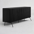NTC Veil Modern Sideboard with 4 Doors, Buffet Cabinet with Vertical Groove Design and Metal Legs, Storage Cabinet for Living Room, and Hallway, Effortless Assembly - Burnt Black