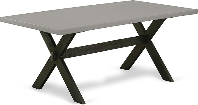 East West Furniture X697AB106-6 6 Piece Dinette Set Contains a Rectangle Dining Table with X-Legs and 4 Shitake Linen Fabric Parson Chairs with a Bench, 40x72 Inch, Multi-Color