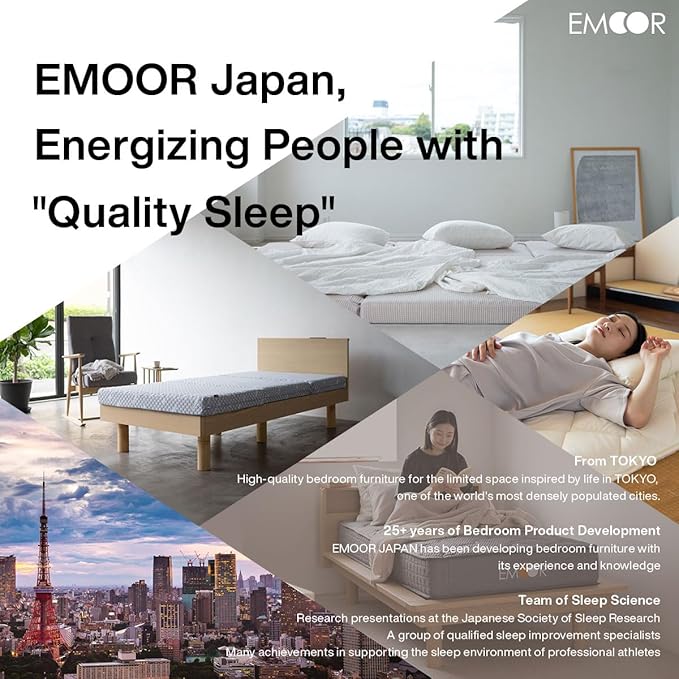EMOOR Japanese Padded Futon Mattress Machi Queen Gray, Gusset Foldable Storable Elastic Bands Floor Sleeping Guest Bed Tatami Mat