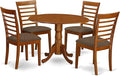 East West Furniture DLML5-SBR-C 5 Piece Dinette Set for 4 Includes a Round Dining Room Table with Dropleaf and 4 Linen Fabric Upholstered Dining Chairs, 42x42 Inch, Saddle Brown