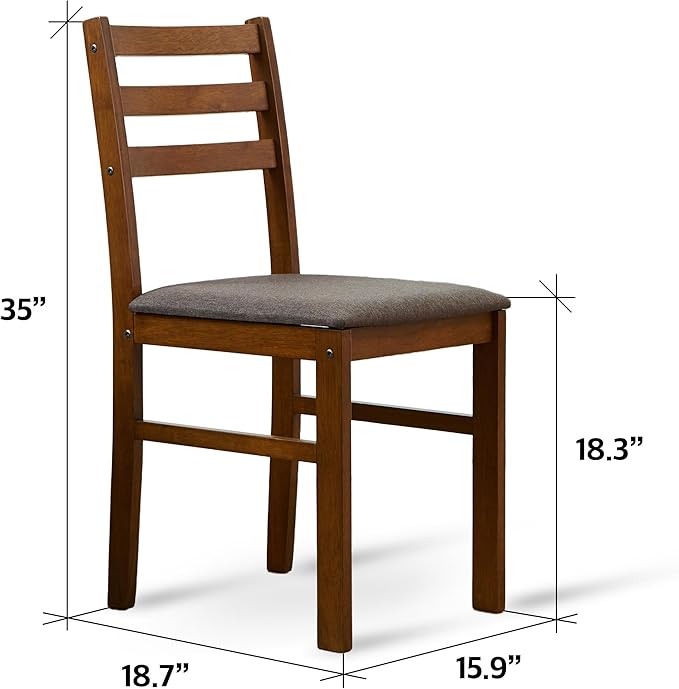 Livinia Seattle Modern Farmhouse Kitchen Dining Room Chair Set of 4, Solid Wood Fabric Upholstered Cushion Seat Wood Ladder Back Chairs (Antique)