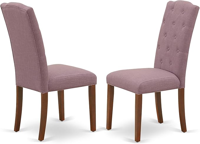 East West Furniture NOCE3-MAH-10 3 Piece Small Dinette Set Contains a Rectangle Butterfly Leaf Dining Table and 2 Dahlia Linen Fabric Upholstered Chairs, 32x54 Inch, Mahogany