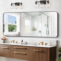 Large Bathroom Mirror, 72x30 inch Black Rectangle Mirror, Metal Frame Rectangular Vanity Mirror, Wall Mounted Mirror with Rounded Corner for Bedroom Living Room Hangs Horizontal Or Vertical