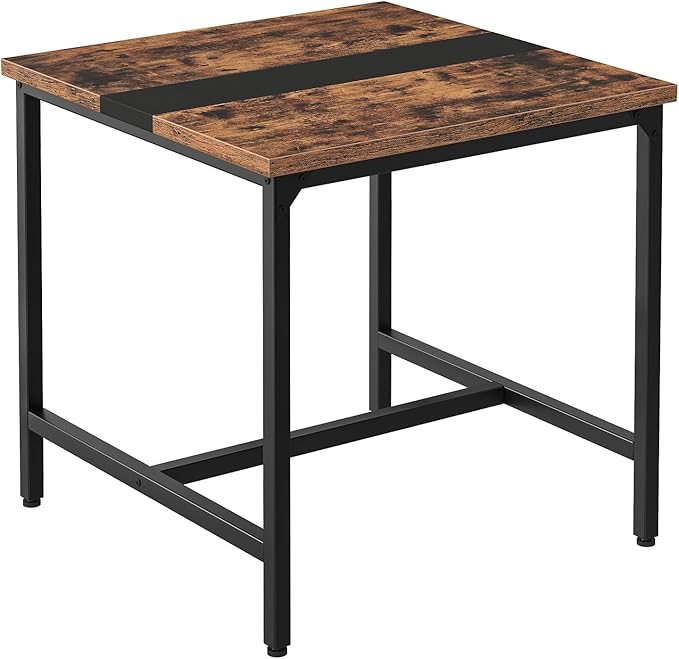 Square Kitchen Dining Table, 29.5'' Dining Table, Small Dining Tables, Writing Desk, Coffee Tables, for Restaurant, Living Room, Apartment, Rustic Brown and Black TCZ02BF