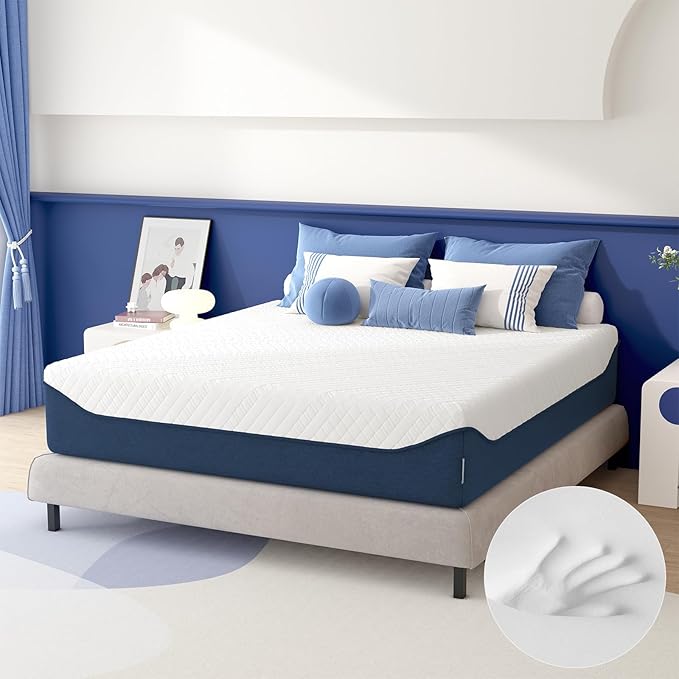 SDHYL King Mattress 14 Inch, Luxury Cooling Gel Memory Foam, Zero Motion Transfer for Partners, Bed in a Box CertiPUR-US Certified & Fiberglass Free, Washable Cover, 80"*76"