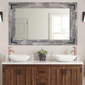 YOSHOOT Rustic Wooden Framed Wall Mirror, 40"x26", Natural Wood Bathroom Vanity Mirror for Farmhouse Decor, Vertical or Horizontal Hanging
