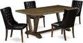 East West Furniture V777FO749-5 5 Piece Kitchen Table Set for 4 Includes a Rectangle Dining Room Table with V-Legs and 4 Black Faux Leather Upholstered Chairs, 40x72 Inch, Multi-Color