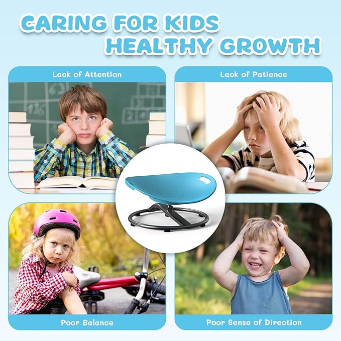 Spinning Chair for Autistic Kids - Sensory Spinning Chair for Autistic Children with Safety Handle & Non-Slip Design, Swivel Chairs for 3-12 Years Kids Autism(Blue)