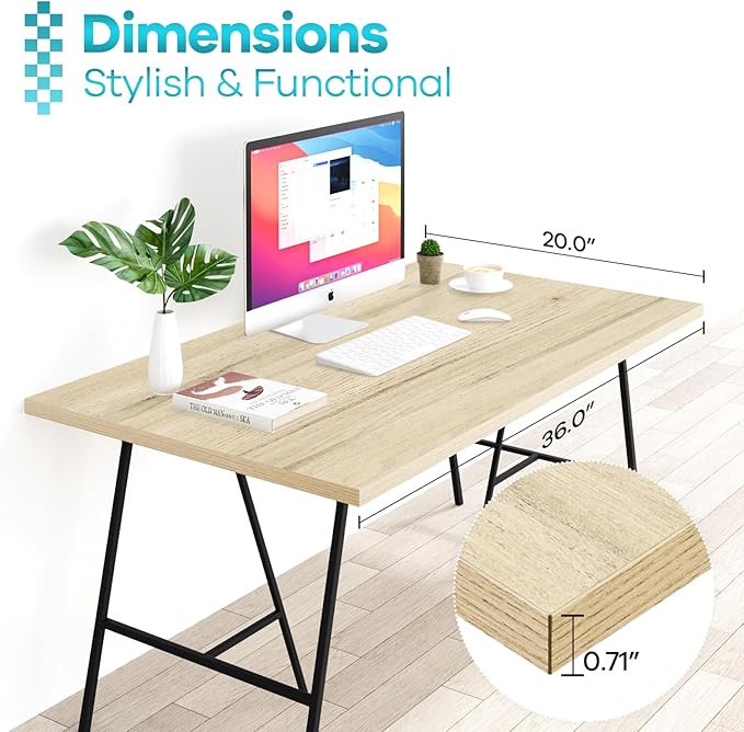 Kaboon Universal Tabletop 36"x20", Solid One-Piece Melamine Table Top, L-Desk Floating Desk DIY, Home and Office Countertop, Oak/Grey Tone