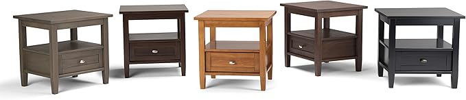 SIMPLIHOME Warm Shaker SOLID WOOD 20 inch Wide Rectangle Transitional End Side Table in Farmhouse Grey for the Living Room and Bedroom