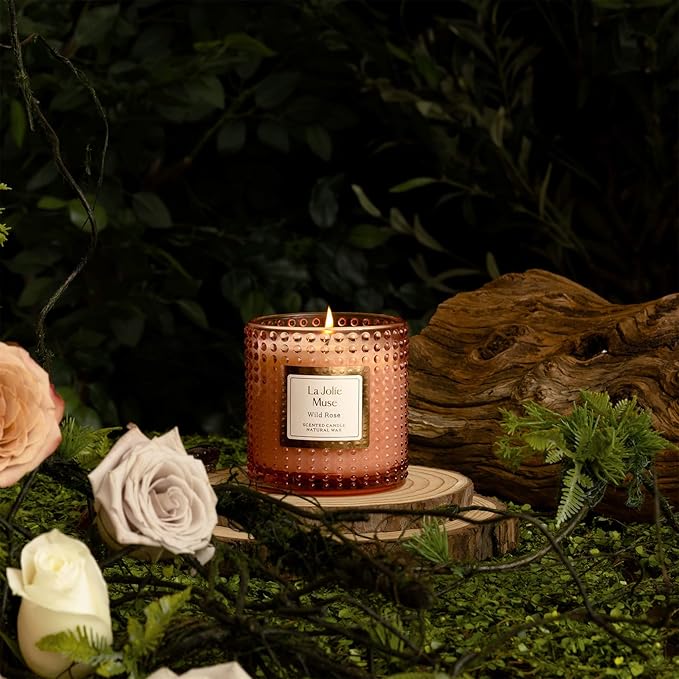 LA JOLIE MUSE Rose Noir & Oud Scented Candle – Lemon, Rose & Oud | 10 oz Natural Soy Wax | 55 Hours Clean Burn | Gift-Ready for Hosts & Gatherings | Elegant Home Décor