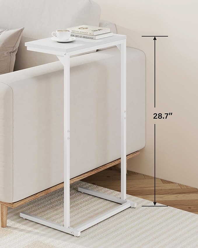TUTOTAK C Shaped End Table, Small Side Table, Set of 2, 28.7 inch Tall Couch Table, Sofa Table, Living Room, Bed Room, White TB01BW0712
