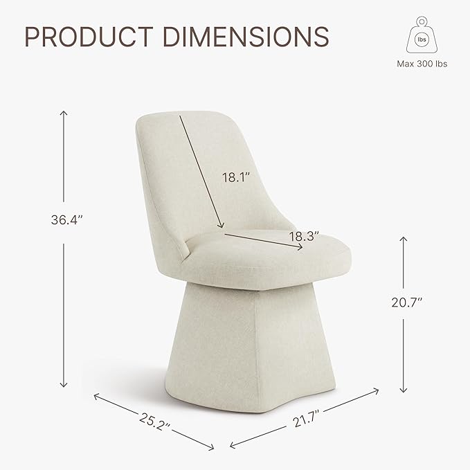 Swivel Dining Chair Mid Century Modern DeskChair High Back Upholstered Linen Fabric SideChair for Kitchen Diningroom Bedroom,Linen,2 Box