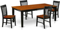 East West Furniture QUNO5-BCH-W 5 Piece Kitchen Table & Chairs Set Includes a Rectangle Dining Table with Butterfly Leaf and 4 Dining Room Chairs, 40x78 Inch, Black & Cherry