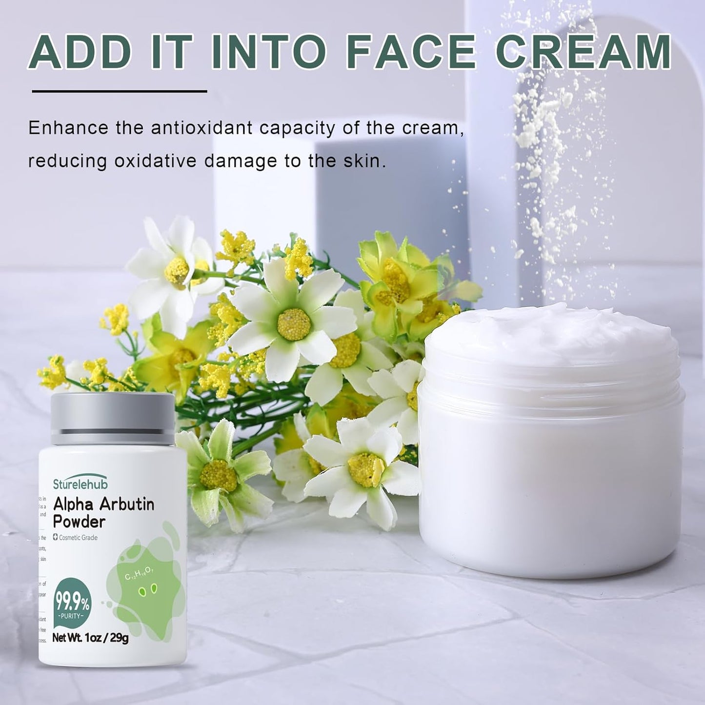 Alpha Arbutin Powder, 1OZ 99.9% Purity, Cosmetic Grade, Alpha Arbutin Powder for Homemade Cosmetics