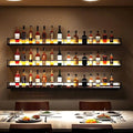 Wall-Mounted Metal Wine Rack with LED Lights 3-Tier Floating Bar Shelves with Wine Glass Rack Large Wine Bottle Display Rack Hanging Shelf, for Home Bar Dining Room Decorative (Black, 100cm/39.3in)