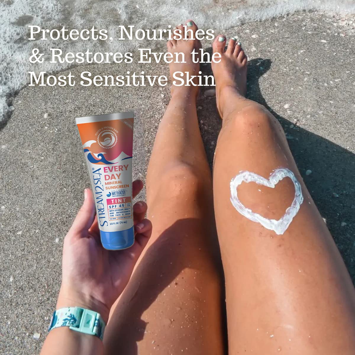 SPF 45 Every Day Tint Mineral Sunscreen | 2.5 Fl Oz Biodegradable, Paraben Free & Reef Safe | Non-Greasy Tinted Sunscreen For Face & Body Protection Against UVA & UVB