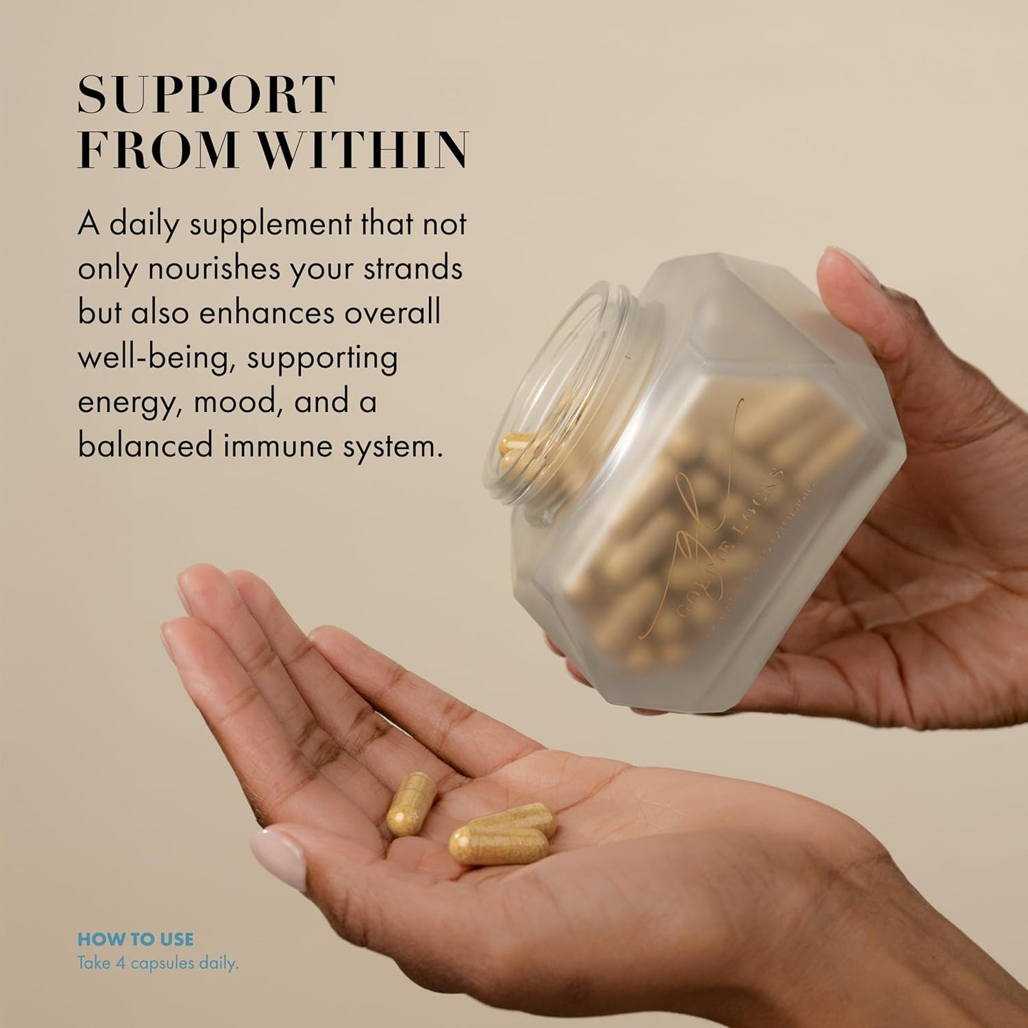 Goldie Locks Hair Growth Supplements Original Formula - Promotes Stronger & Healthier Hair - Vitamins That Enhance Hair, Skin, and Nails, 120 Count