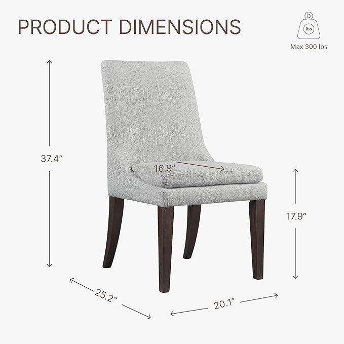 Upholstered Dining Chairs Modern Sidechair Performance Fabric High Back Armlesschair for Diningroom Kitchen,Light Grey,Set of 4(2 Box)