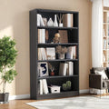 Bookshelf, 5 Wooden Book Shelf Bookcase with Freestanding Display Storage, Open Modern Bookshelf for Bedroom, Living Room, Dinning Room, Office, 60 Inch, Deep Gray