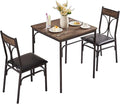 VECELO Kitchen Dining Room Table Set with 2 Chairs for Small Space, Apartment,Metal Steel Frame