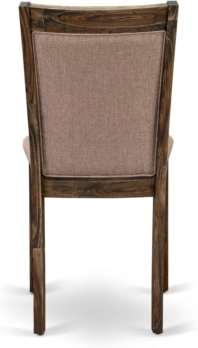 East West Furniture V727MZ716-6 6 Piece Dining Set Contains a Rectangle Dining Room Table with V-Legs and 4 Dark Khaki Linen Fabric Upholstered Chairs with a Bench, 40x72 Inch, Multi-Color