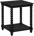OSP Home Furnishings Elise Cottage Style Table with Spindle Legs, Open Storage Shelf, End Table, Black Finish