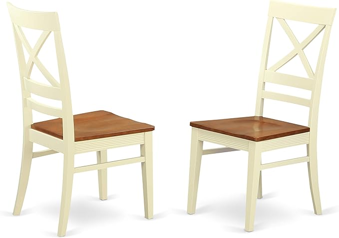 East West Furniture QUIN7-WHI-W 7 Piece Dining Set Consist of a Rectangle Dining Room Table with Butterfly Leaf and 6 Wood Seat Chairs, 40x78 Inch, Buttermilk & Cherry