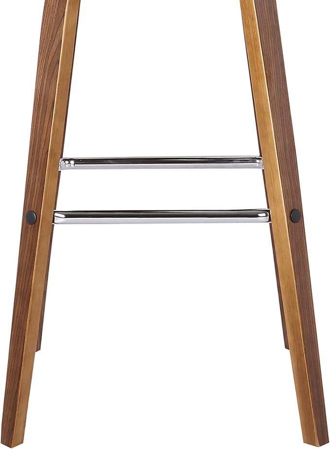 Vienna 30" Swivel Bar Stool in Walnut Wood Finish with Brown Faux Leather - Set of 4