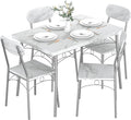 VECELO 5-Piece Dining Table Set for 4, Kitchen Rectangular Dinette with Wooden Chairs for Small Space, Apartment, Breakfast Nook, White