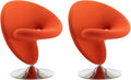 Manhattan Comfort Curl Swivel Accent Chair Set of 2 with 360° Turn, Fully Assembled, Wool Blend Upholstery, Modern Ergonomic Design with Polished Chrome Base, Living Room & Office, Set of 2, Orange