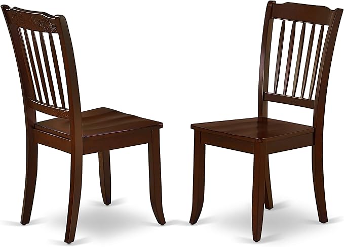 East West Furniture HBDA3-MAH-W 3 Piece Modern Dining Table Set Contains a Round Wooden Table with Pedestal and 2 Dining Chairs, 42x42 Inch, Mahogany