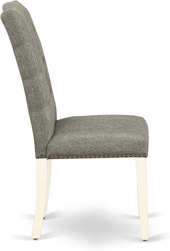 East West Furniture X097EL207-6 6 Piece Kitchen Table Set Contains a Rectangle Dining Table with X-Legs and 4 Gray Linen Fabric Parson Chairs with a Bench, 40x72 Inch, Multi-Color