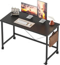 Rolling Computer Desk with Wheels, Gaming Desk for Small Spaces, Modern Simple Style Table for Home Office, Study Writing Table (Caster, Black, 40 inch)