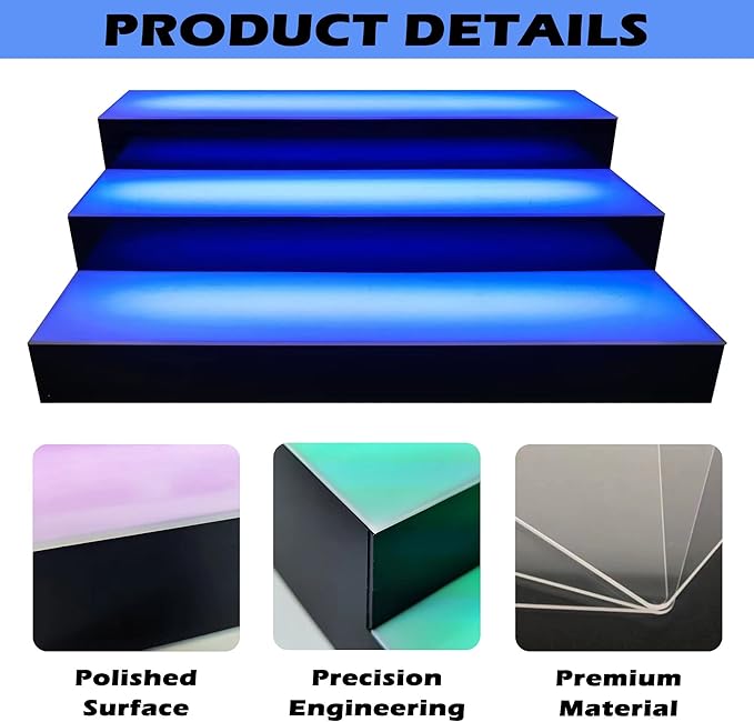 Royxen LED Lighted Liquor Bottle Shelf 3 Tier, 24 Inch Bar Shelf with Remote, Bottle Stand Multicolor Lighting Modes for Bars