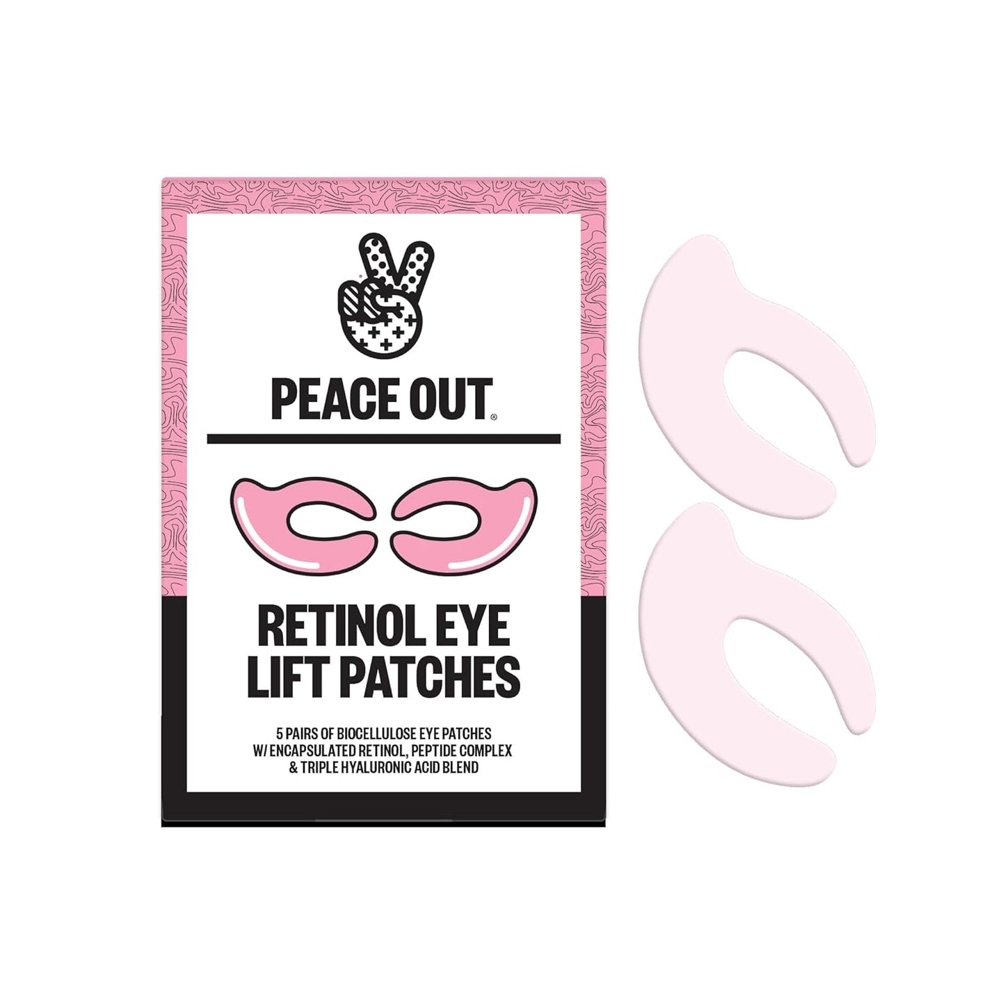 PEACE OUT Retinol Eye Lift Patches to Lift, Firm and Revitalize Tired Eyes, 360° Coverage Targets Fine Lines & Wrinkles, 5 Count