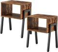 HOOBRO Nightstands Set of 2, Stackable End Table, Side Table, Bedside Tables with Open Storage Shelf, for Bedroom, Living Room, Rustic Brown BF38BZP201