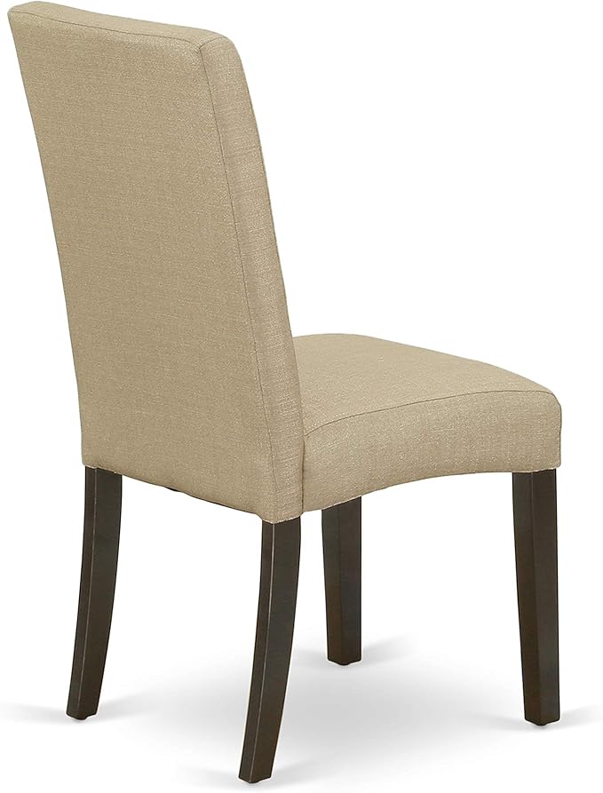 East West Furniture HEDR5-CAP-03 5 Piece Dining Room Furniture Set Includes a Rectangle Dining Table with Pedestal and 4 Brown Linen Fabric Parsons Chairs, 42x72 Inch, Cappuccino