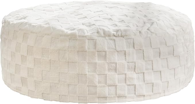 Hobestluk Bean Bag Chairs Beanbag Chair with Filler Adult Bean Bags with Fluffy Cover, Giant Bean Bag Chairs for Adults for Living Room, Bedroom (White, 6FT - 70" x 70" x 15")