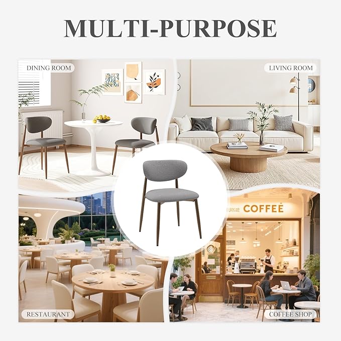 Dining Chairs Set of 4, Ergonomic Fabric Upholstered Seating with Wood Look Metal Legs and Anti Slip Pads, for Home and Restaurant Use, Light Grey