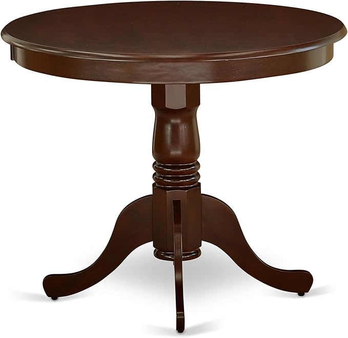 East West Furniture ANGR5-MAH-W 5 Piece Dining Room Table Set Includes a Round Kitchen Table with Pedestal and 4 Dining Chairs, 36x36 Inch, Mahogany