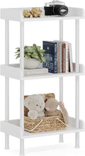 Hosfais 3 Tier Wood Bookcase Industrial Bookshelf with Edge Protection Metal Standing Book Shelves Display Book Rack for Living Room Bedroom Home Office (White)