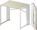 32 inch Small Folding Desk, Writing Gaming Computer Camping Desk for Small Spaces, No Assembly Required Home Office Desk, Natural and White