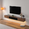 High Gloss Floating TV Stand,78'' Wall Mounted TV Console,Under TV Floating Shelf,Floating TV Cabinet with 3 Doors for Bedroom Living Room(Walnut)