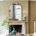 Traditional Arch Mirror for Bathroom, 20" x30" Baroque Antique Gold Marlowe Mirrors Beaded Frame, Decorative Accent Vertical Vanity, Wall Decor Over Mantel Fireplace, Sofa, Entryway