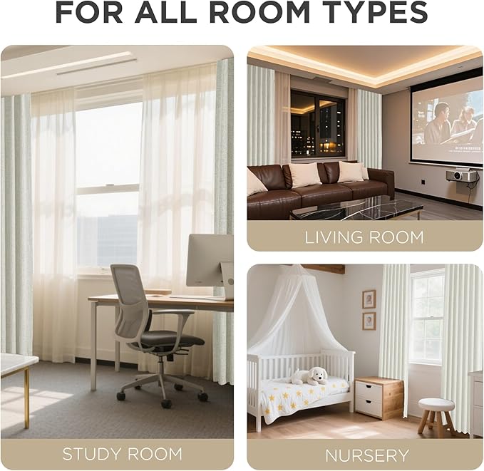 Joydeco 100% Blackout Curtains for Bedroom - Natural Linen Curtains 70" W x 96" L Long, Thermal Insulated 1 Panels Light Beige. Room Darkening Light Blocking Drapes for Living Room