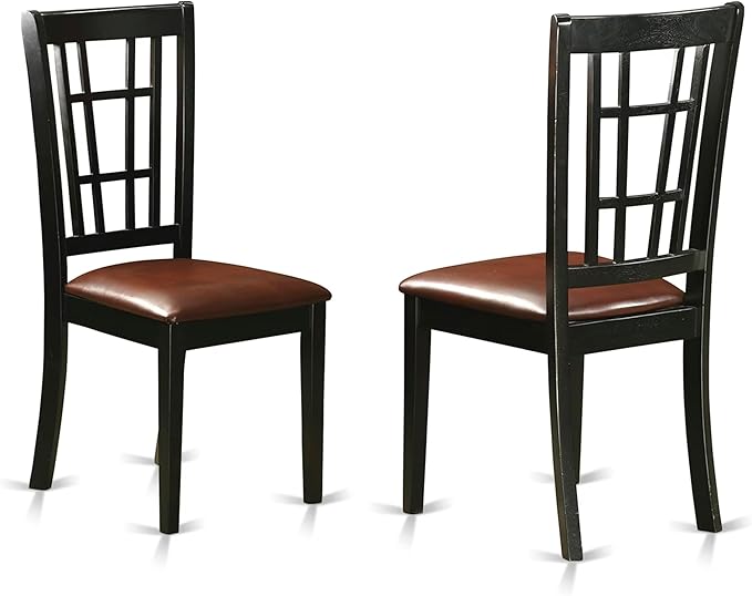 East West Furniture PLNI5-BCH-LC 5 Piece Kitchen Table Set for 4 Includes an Oval Dining Room Table with Butterfly Leaf and 4 Faux Leather Upholstered Chairs, 42x78 Inch, Black & Cherry