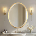 OVALCREST - Oval Wooden Beveled Wall Mirror for Home Decor, Bathroom, Vanity, Bedroom, Living Room, Hallway - London Style (Gold Leaf) 17.1 x 21.1
